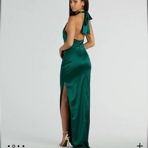 NWT Halter Long Satin Formal Dress